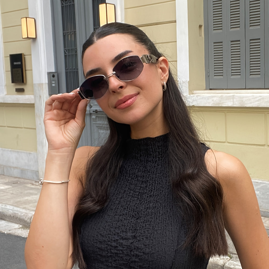 Vintage Oval Narrow Frame Sunglasses for Women and Men, Hexagonal Golden Metal Sunglasses with UV Protection