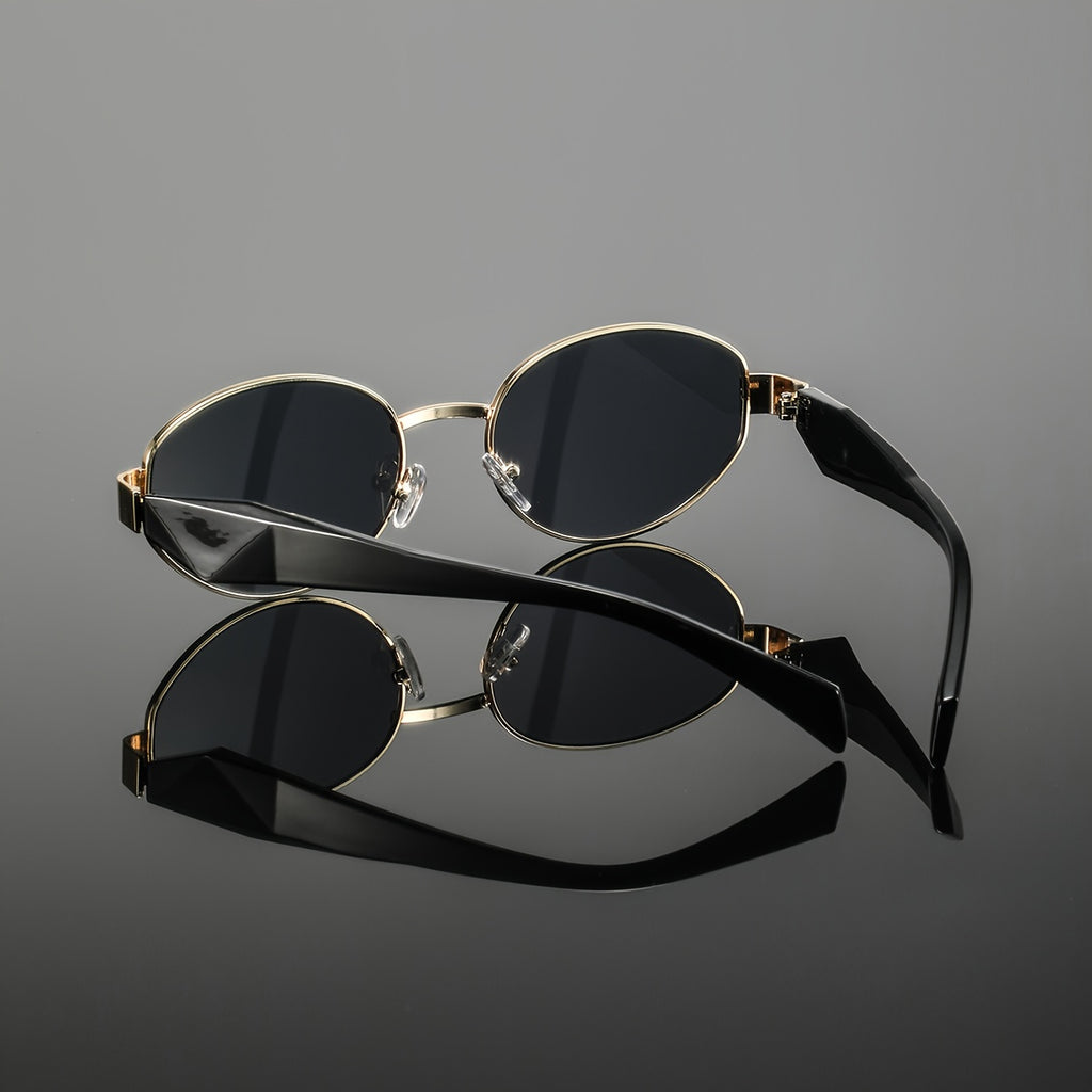 1 Pair of Men'S Metal Oval, Small, Exquisite, High-End, Temperament, Versatile, Literary Style, Lightweight, Trendy, Casual, Personalized, Fashionable Glasses