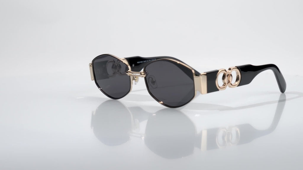 Vintage Oval Narrow Frame Sunglasses for Women and Men, Hexagonal Golden Metal Sunglasses with UV Protection