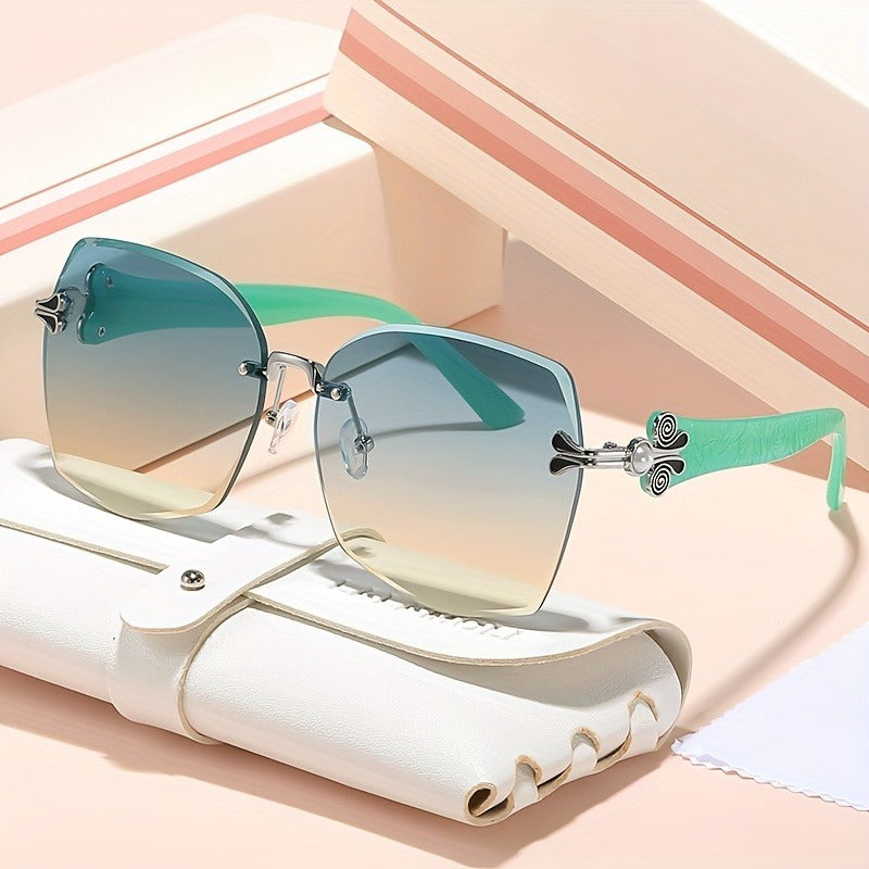 Ladies' Extra Large Square Frame | Turtle Shell Pattern Reflective Anti-glare Durable Urban Style Holiday Gift with Case and Lens Cloth