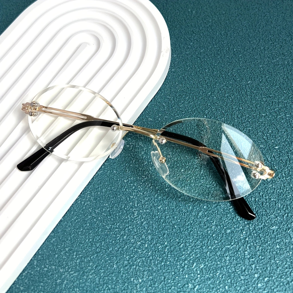 2D Flat - Trendy Oval-Shaped Glasses with Lenses, Suitable for Everyday Use, Unisex Design