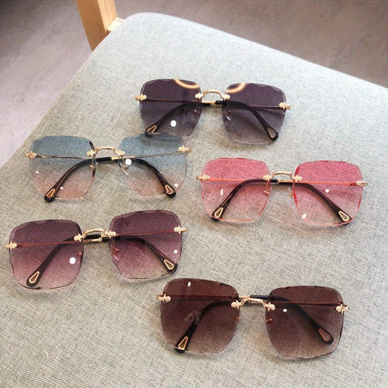 Stylish Frameless Square Glasses with a Gradient Color Change, Perfect for Both Men And Women
