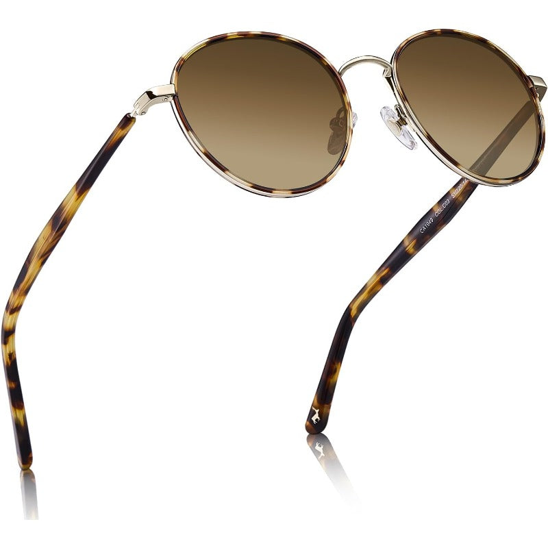Ladies SunglassesMetal Acetate for Women Protection   Round AntiGlare Glasses Driving ShadesLadies