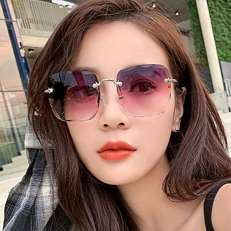 Stylish Frameless Square Glasses with a Gradient Color Change, Perfect for Both Men And Women