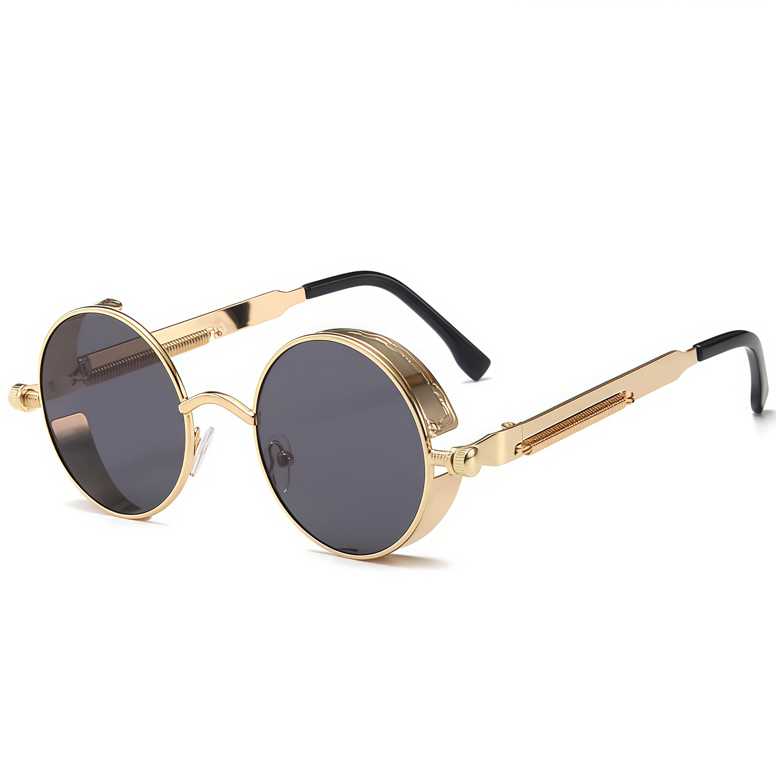 Stylish  Round Metal Frame Fashion Glasses with Spring Leg Design - Unisex Fashion Accessory for Men & Women, Perfect Gift for Casual Attire