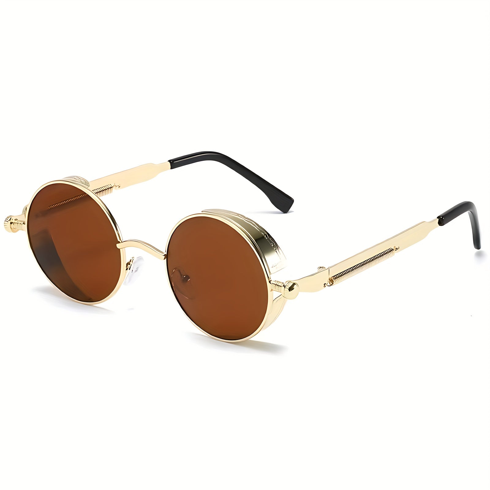 Stylish  Round Metal Frame Fashion Glasses with Spring Leg Design - Unisex Fashion Accessory for Men & Women, Perfect Gift for Casual Attire